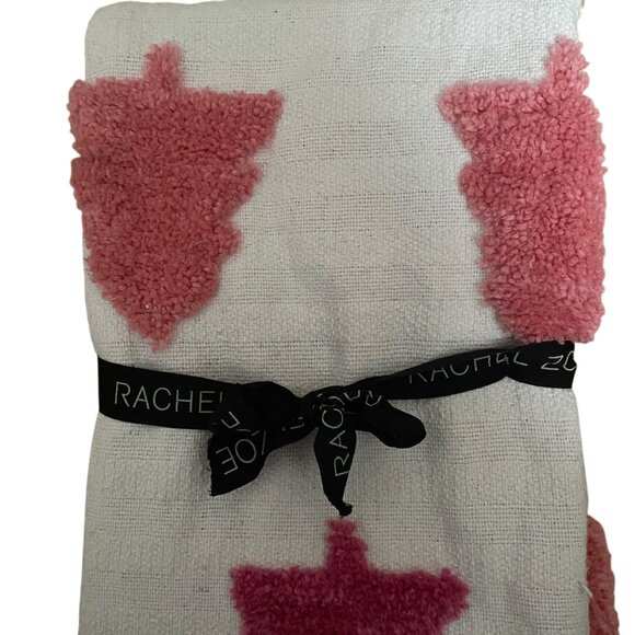 Rachel Zoe Decorative Throw 50"x70" Holiday Cheer Pink Trees Tassels Christmas - Picture 8 of 12